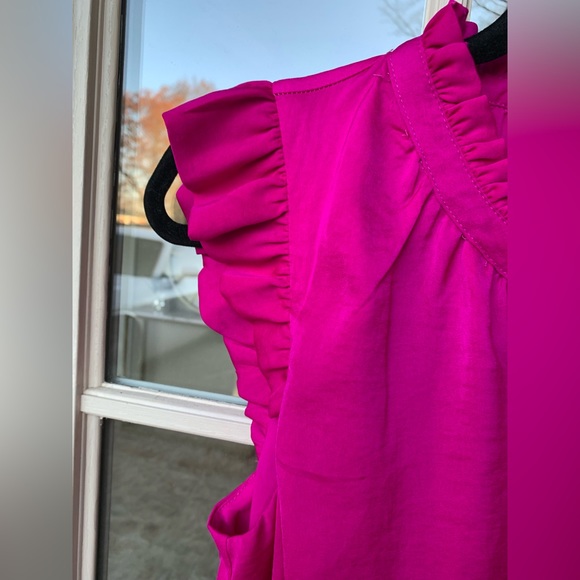 NWT Fuchsia Banana Republic Midi Dress Size 6 Tie Neck detail - Picture 3 of 4